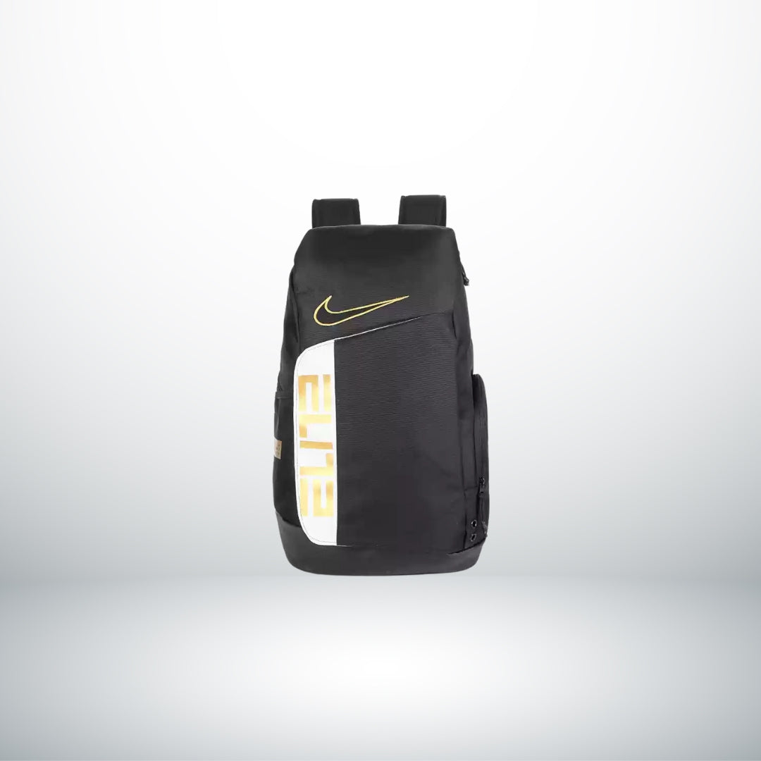 Elite Pro Basketball Backpack - Black / White / Gold